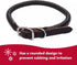 Coastal Pet Circle T Oak Tanned Leather Round Dog Collar, Black, 5/8" x 16" - Comfortable for Long Hair Pets