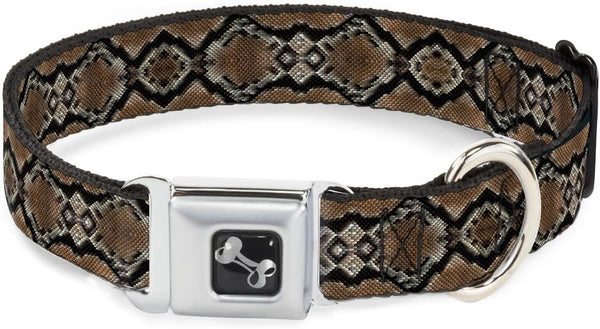 Buckle-Down Dog Collar - Seatbelt Buckle Snake Skin 1 - 1" Wide - Fits 11-17" Neck - Medium
