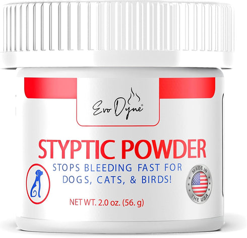 Styptic Powder for Dogs, Cats, and Birds, 2 oz by Evo Dyne, Fast-Acting Blood Stop Powder for Grooming & Cuts