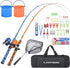 LEOFISHING Kids Fishing Pole Set, Portable Telescopic Rod and Spincast Reel with Fishing Net and Bucket