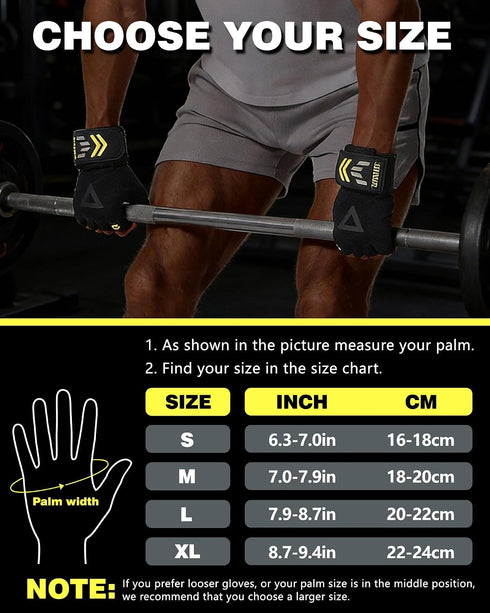 FitDA 2-in-1 Workout Gloves, Weight Lifting Gloves with Wrist Wrap Support for Men & Women, Ventilated Fingerless