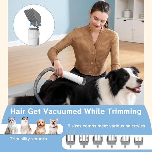 6 Dog Grooming Kit, Pet Grooming Vacuum with Pet Clipper Nail Grinder, Dog Hair Vacuum with Pet Grooming Tools for Dogs