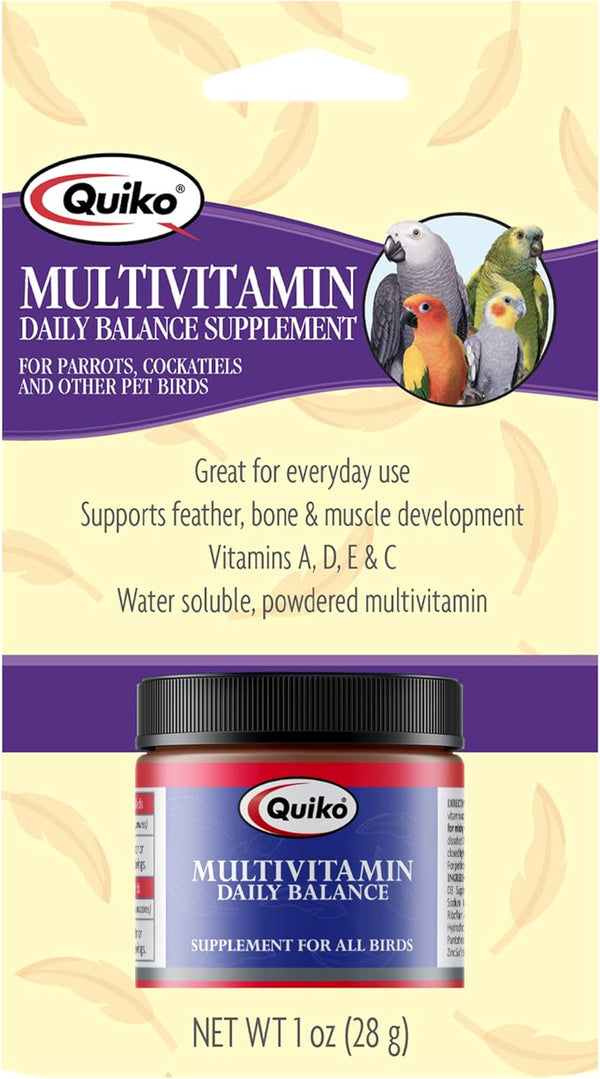 Quiko Multivitamin Daily Balance, 1.0 Ounce - Vitamin & Mineral Supplement for All Pet Birds