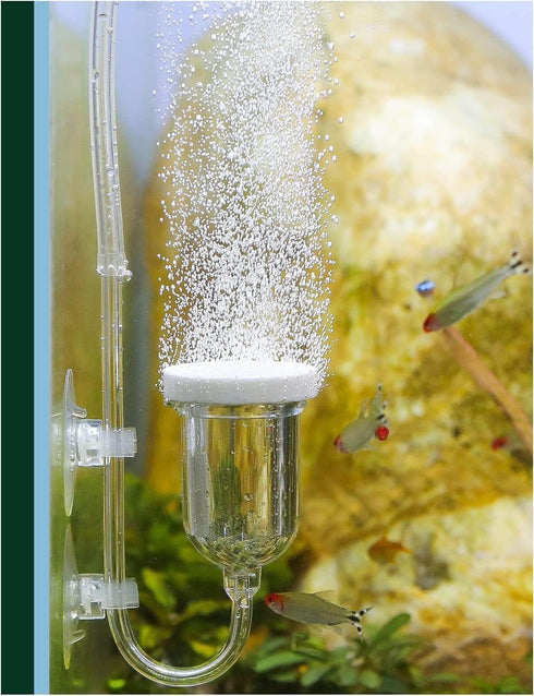 boxtech Aquarium Air Stone, Fish Tank Bubble Diffuser with Check Valve and Suction Cup