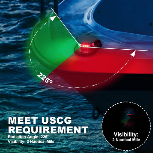 IP67 Obcursco Boat Navigation Lights, Red and Green Marine LED Bow Lights, Waterproof, Rust-Resistant, Ideal