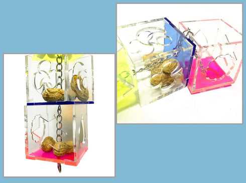 Bird Foraging Toys, Creative Parrot Feeder Box, Hanging Treat Foraging Toy for Parakeets, Cockatiel, Conure, Macaw