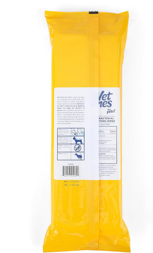 Wet Ones for Pets Multipurpose XL Disposable Bathing Wipes, 10ct Tropical Splash Scent, Extra Large Wipes