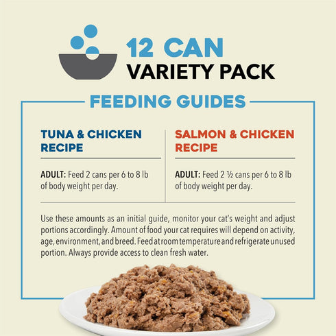 Pack: 3oz (12 Count, 6 ACANA Premium Pate Wet Cat Food in Bone Broth Variety Salmon & Chicken + Tuna & Chicken Recipes