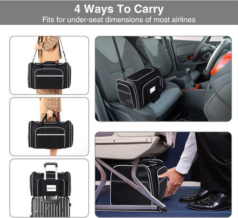 Expandable Pet Carrier with Mesh Pockets, Shoulder Strap, Washable Pads - Suitable for 2 Cats, Kittens, Puppies, Dogs