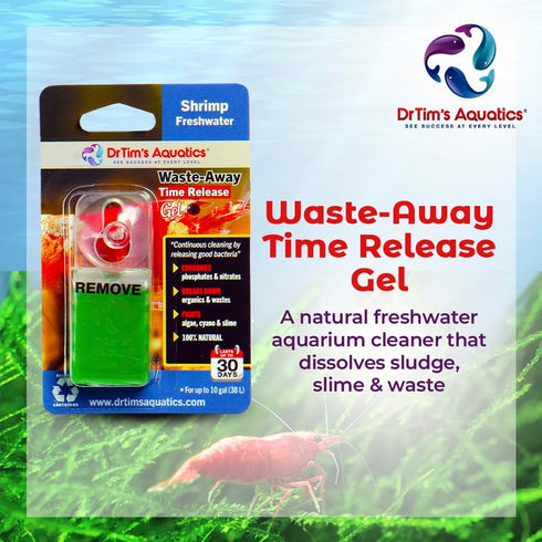 DrTim’s Aquatics Freshwater Waste-Away Gel - Natural Cleaner for Shrimp Aquariums, Treats 10 gal, Small Pack