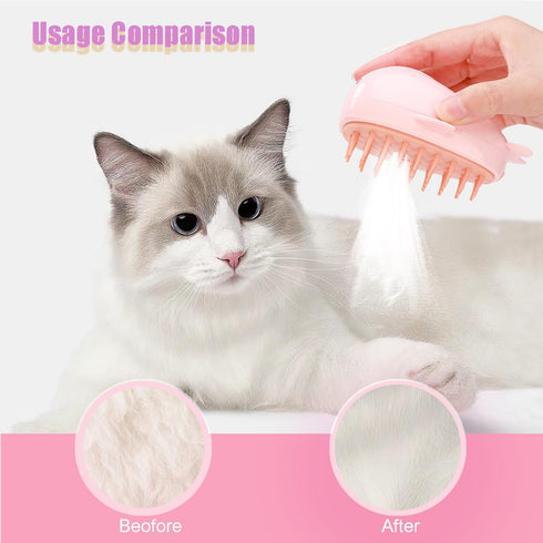 Cat Steam Brush, 3 in 1 Cat Brush for Shedding, Spray Cat Brush for Pets Grooming, Portable Self Clean Cat Brush with