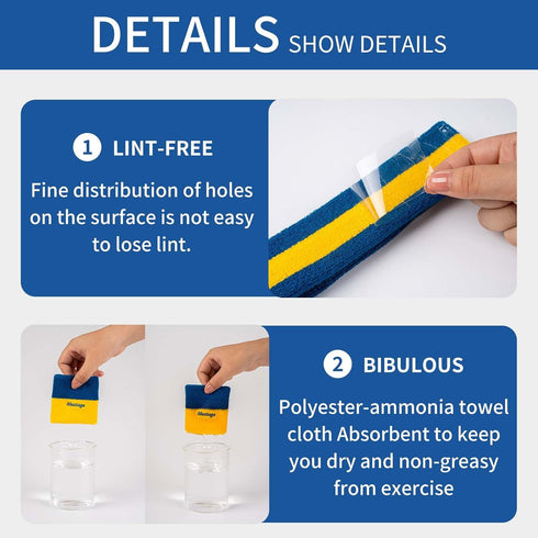 Muztaga Sports Wristbands for Men & Women - Blue & Yellow Two-Tone Soft Breathable Terry Cloth | Moisture Wicking