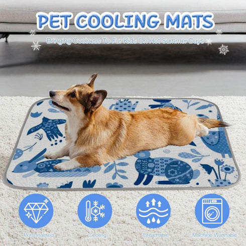 imiBBWQu Summer 27" 22" Cooling Pad Easter Pattern Travel Matt for Dogs Washable Cooling Dog Pad Dog Bed Mats Crate