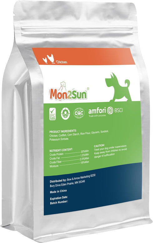 MON2SUN 4 Inch 10.58oz (30 Count-Pack 1) Rawhide Free Dog Treats, Chicken Wrapped Cod Fillet Dog Snacks for Small Dogs