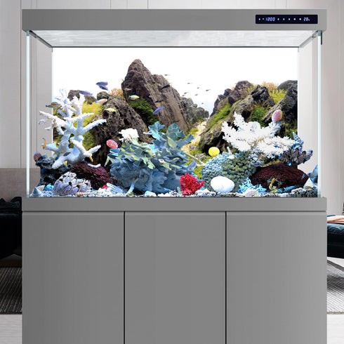 AWERT 48x20 inches Stone Aquarium Background, Aquatic Plant River Bed & Lake Fish Tank Vinyl Background