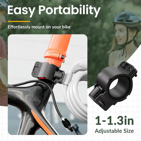 Titanker Bike Lock - 4 Feet Cable Lock 1/2 Inch Resettable Combination with Mounting Bracket for Bicycle