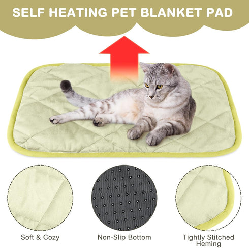 4 Pack Self Heating Cat Pad, Self Warming Dog Mat, Extra Warm Thermal Pet Pad, Washable (Beige, 16 x 20 Inch)