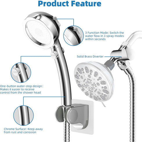Hibbent Dog Shower Sprayer Attachment Set - 119 Inch Hose, Handheld Shower Head, Bathroom Sprayer Kit