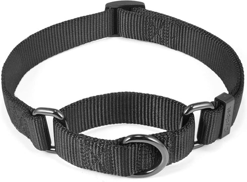 Adjustable Nylon Martingale Dog Collar, Comfort Silky Training Collar with Heavy Duty Metal D-Ring for Large Dogs
