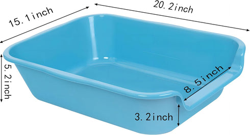 Blaucasa 2 Pack 20" 15" Extra Large Dog Litter Box Pan Tray (ABS Material), Low Entry Jumbo Senior Litter Boxes