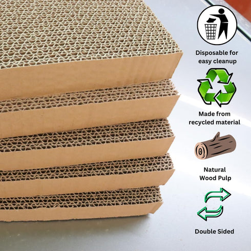 Cat Scratch Pad 5 in 1, Reversible Cardboard Scratcher, Scratching Pads for Indoor Cats, Cat Scratching Post (5 Pack)