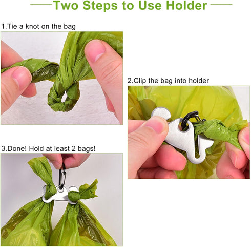2PCS Dog Poop Bag Holder, Waste Holder for Dispenser Carrier, Hands-Free Metal