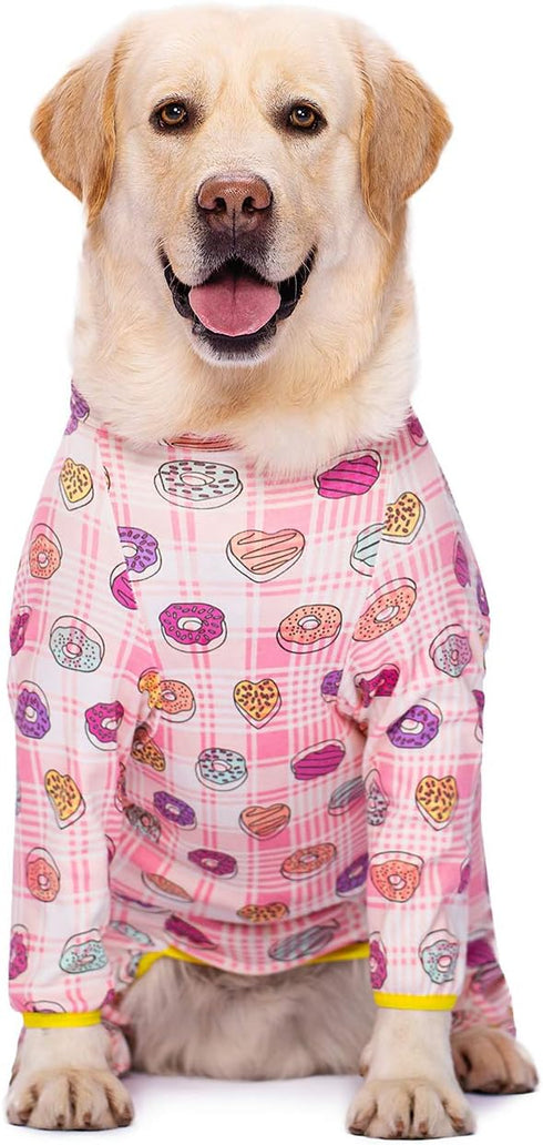 Cotton Dog Onesie Surgery Recovery Suit for Medium Large Dogs, Full Covered Pajamas with Zipper