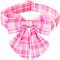 Elegant Pink Plaid Dog Collar with Bow Tie - Stylish Durable Adjustable Cotton Pet Collar for Small Medium Large Girls,