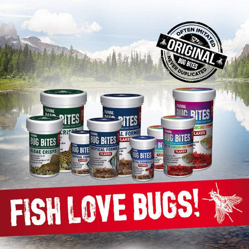 Fluval Bug Bites Color Enhancing Fish Food, 3.17 oz. Flakes for Small to Medium Tropical Fish, A7348, Brown