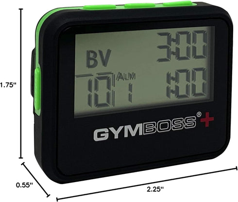 Gymboss Plus Interval Timer and Stopwatch - Black/Green Softcoat