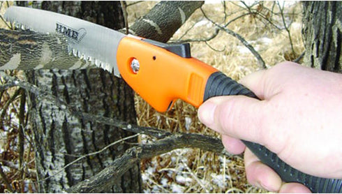 HME Folding 7" Carbon Steel Blade Hand Saw with Pistol-Grip Handle for Camping, Backpacking, Hunting by HME