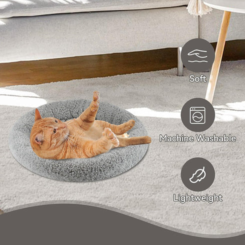 PETLESO Cat Bed for Indoor Cats, Round Washable Bed for Small Puppy Cats Rabbit, Basic Pet Mat, Medium