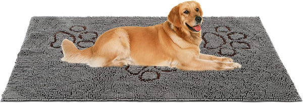 PUPTECK Dog Doormat, 60 x 30 inch Super Absorbent Microfiber, Non-Skid Backing, Grey Door Mat