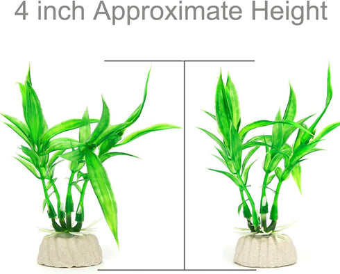 COMSUN 10 Pack Artificial Aquarium Plants, Small Size, 4 inch Approximate Height, Plastic Green Fish Tank Decorations