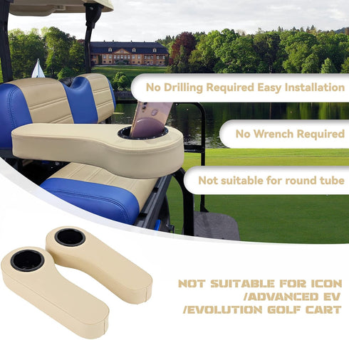 XUANYUDG0769 Golf Cart Armrest with Cup Holder for EZGO TXT, Club Car DS Precedent, Yamaha Rear Seat Kit