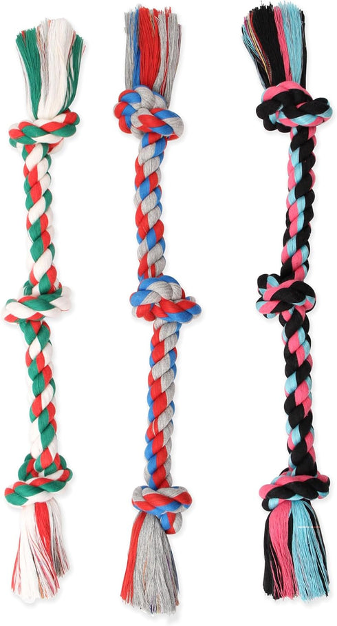 Mammoth Flossy Chews Rope Tug, Premium Cotton-Poly Tug Toy for Dogs, Interactive Rope Toy (Colors May Vary)