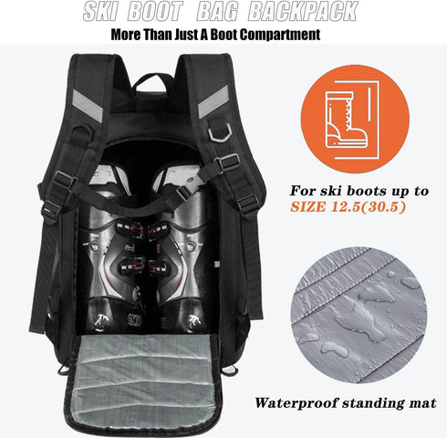 KEOFID Ski Boot Bag for Men and Women, 50L Ski Travel Backpack and Snowboard Bag