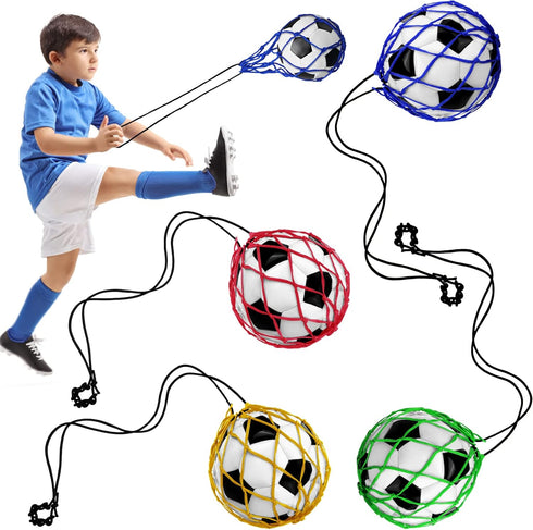 Outus 4 Pcs Kids Soccer Ball Trainer with Adjustable Locked Net, Bungee Elastic Soccer Ball Kicker for Youth Adults