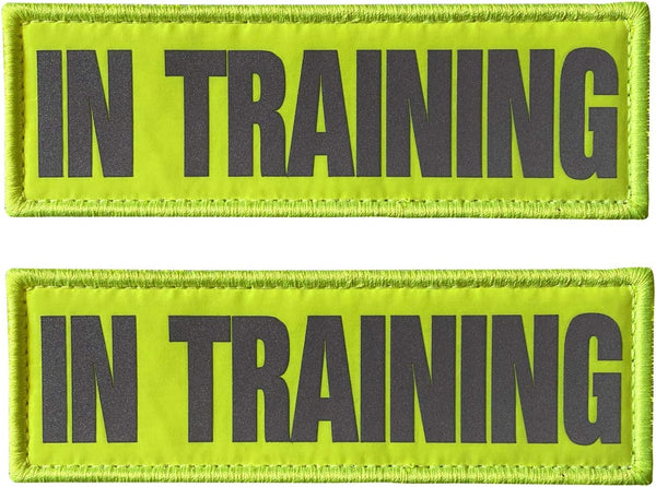 JUJUPUPS 2 Pack Reflective Dog Patches, Service Dog, In Training, Do Not Pet Tags for Vests and Harnesses