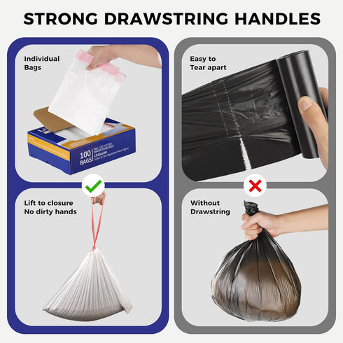 HEIDBER 100 Pack-Cat 3 4 Drawstring Litter Liner Bags Litter Box Liner Bags for Litter Box Robot and Thick Waste Bags