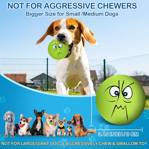 Coricorsu 3.14" (6PCS) Squeaky Dog Toys Funny Smile Face Chewing Latex Rubber Soft Fetch Play Interactive Squeaky Dog