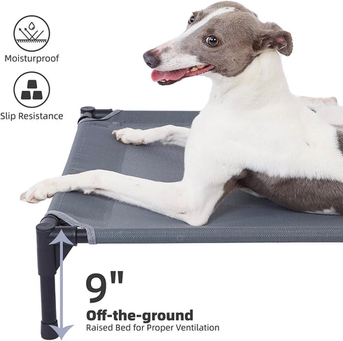 pettycare Elevated Outdoor Dog Bed, Heavy Duty Waterproof Cooling Bed for Large Dogs XL, Non Slip, 49 Inches, Grey
