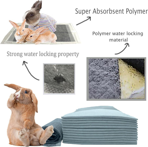 100 kathson Piece Rabbit Pee Pads,Disposable Pet Pees Pad,Cage Black Carbon Liner,Super Absorbent Leak Proof Cushion