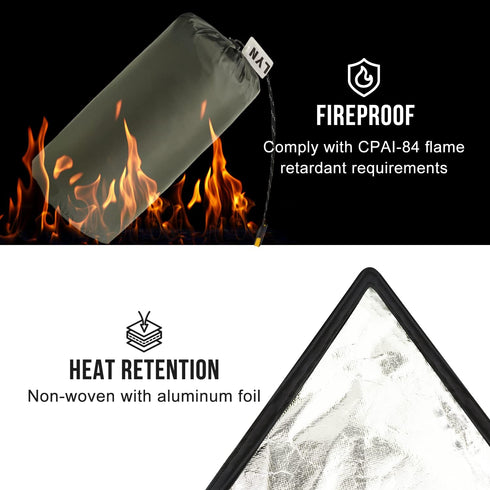 Wild Must: LYN Extra Large 3 Person Reusable Survival Shelter Tent, Waterproof, Fireproof, Lightweight