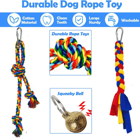 2 Tether Outdoor Dog Toy,Interactive Exercise Game in Yard Park Tug of War for Large Medium Small Dog Puppy with Rope