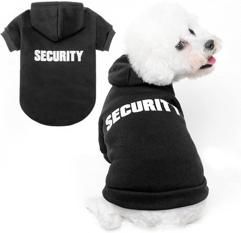BINGPET Security Dog Hoodies, Puppy Sweater Cold Weather Coats, Soft Brushed Fleece Pet Clothes for Dog Cat
