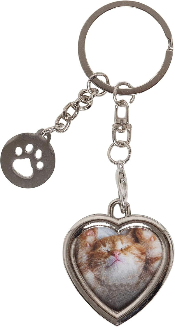 Pearhead Photo Keychain Pet Locket, Dog or Cat Photo Frame Keychain with Paw Print Charm