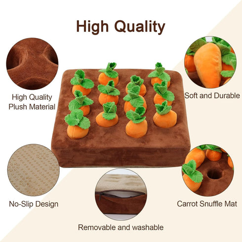 Chinchilla (12Carrot) Ferret Foraging Toys Novelty Carrot Snuffle Mat Interactive Pet Treat Enrichment Toys for Small