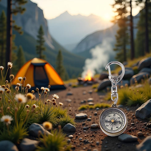 SelHeng 2Pcs Gold Vintage Zinc Alloy Metal Compass with Chain, Key Ring Camping Compass Keychain Navigation Tools Key