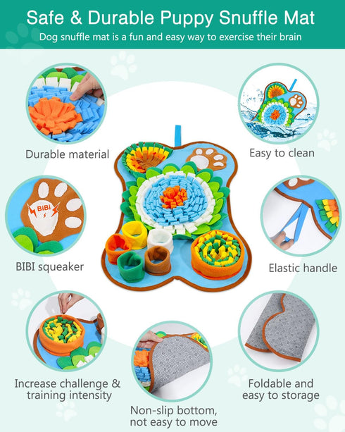 25''x17'' ORIA Snuffle Mat for Dogs, Interactive Slow Feeder Mat with Mental Stimulation for Boredom, Anxiety Relief